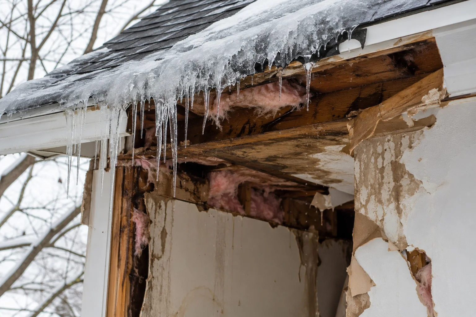 ice dam damage repairing