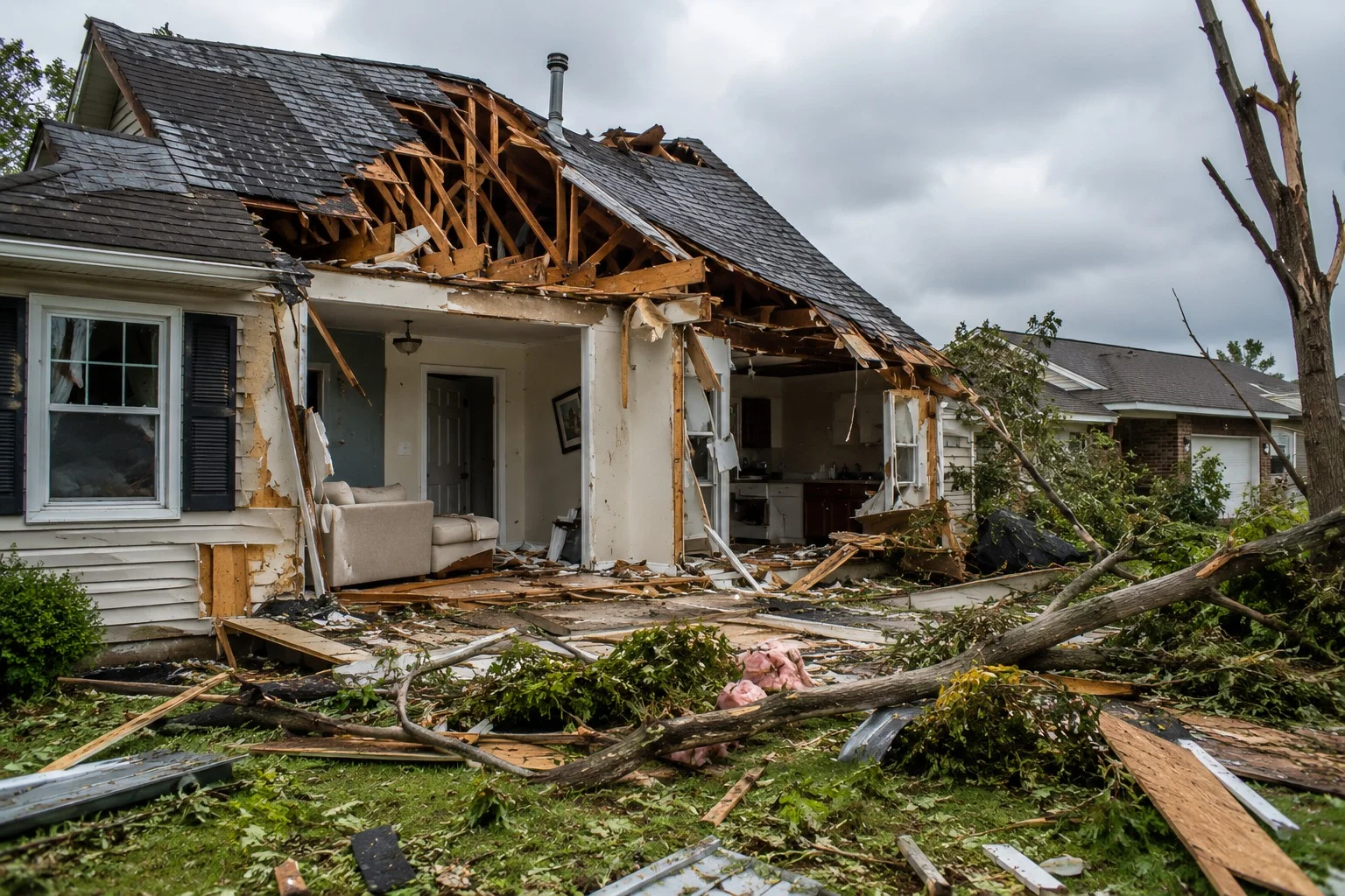 storm damage restoration in greenbush me